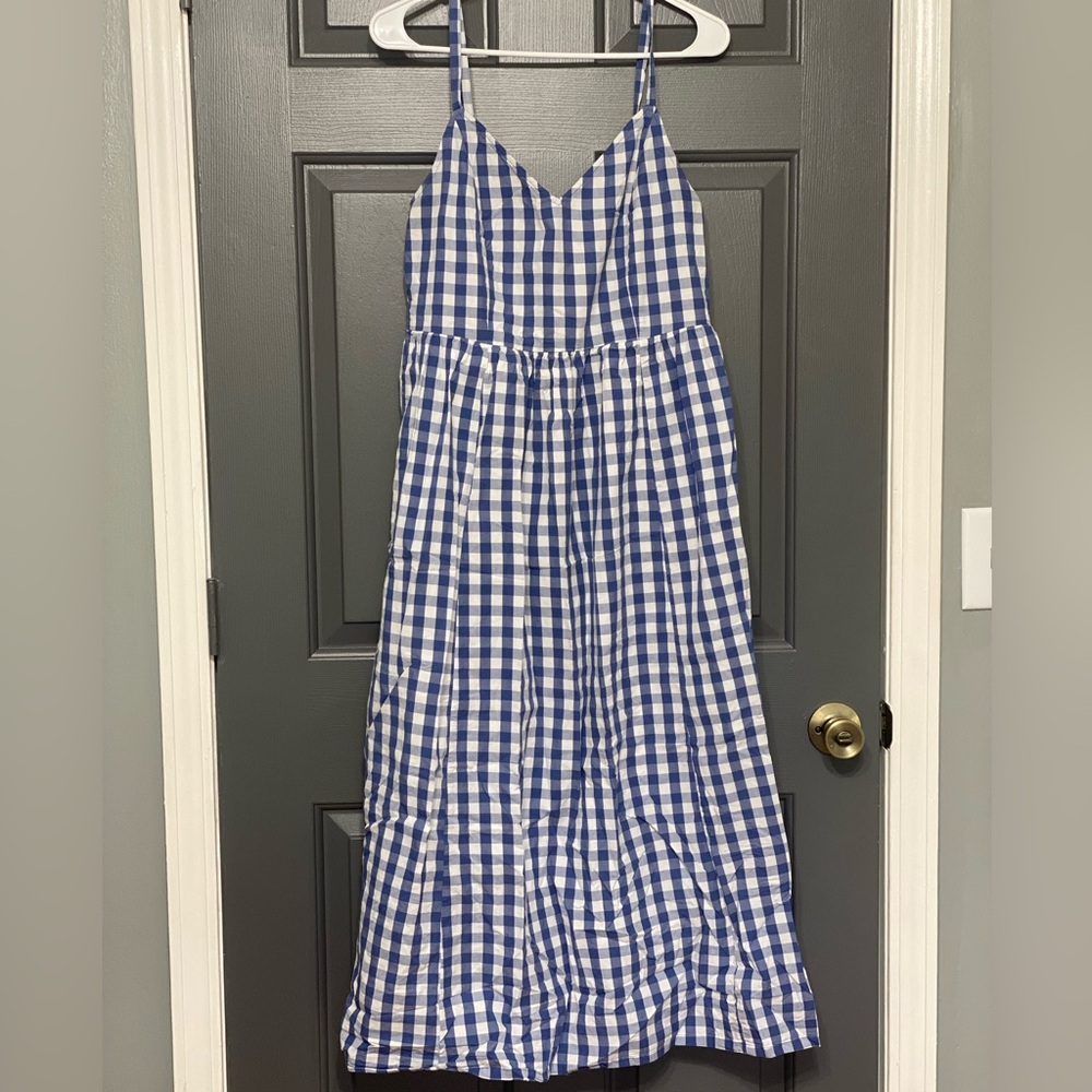 Old Navy Blue Checkered Maxi Dress Small